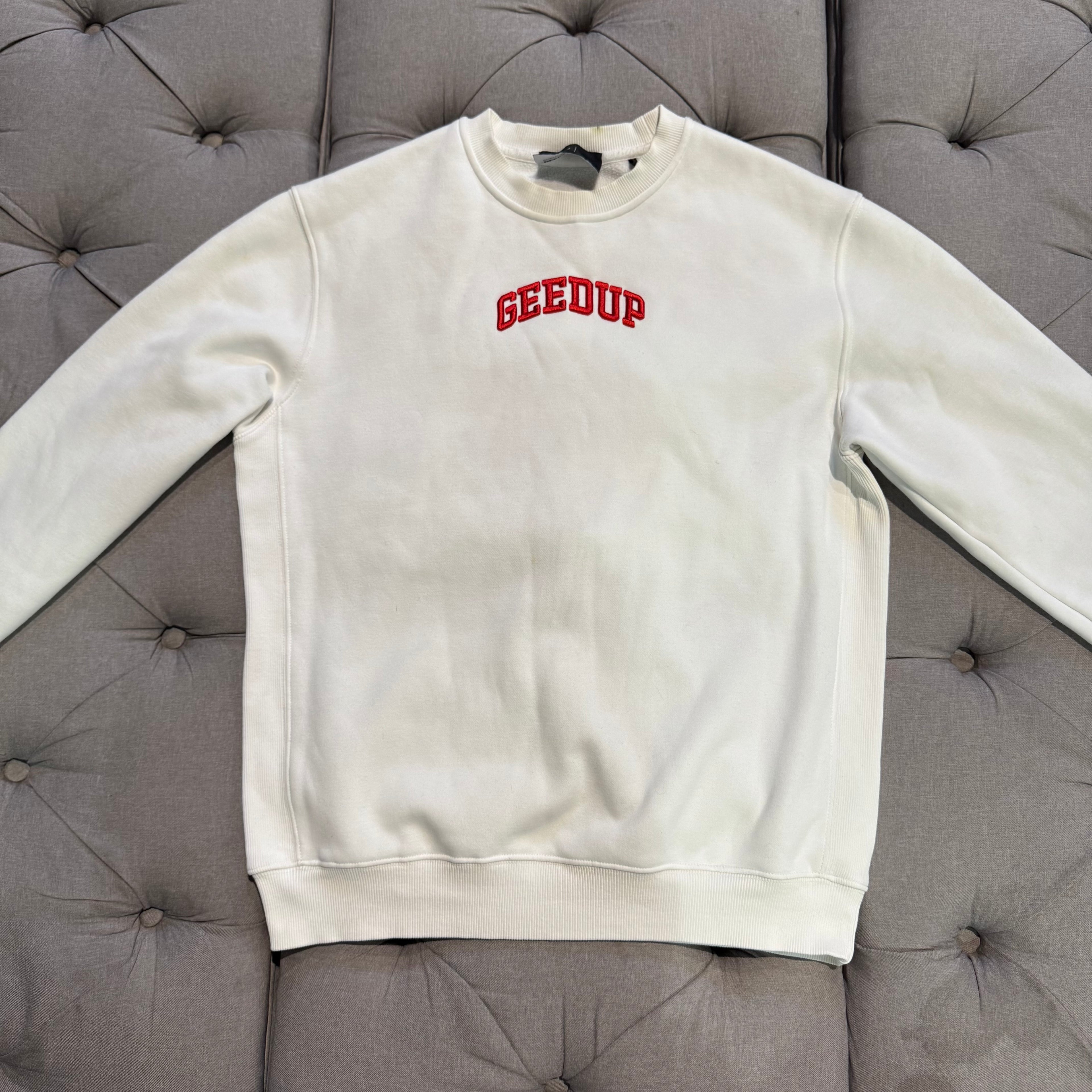Geedup Strong-Arm Dept Crewneck 'White Red' (Second hand)