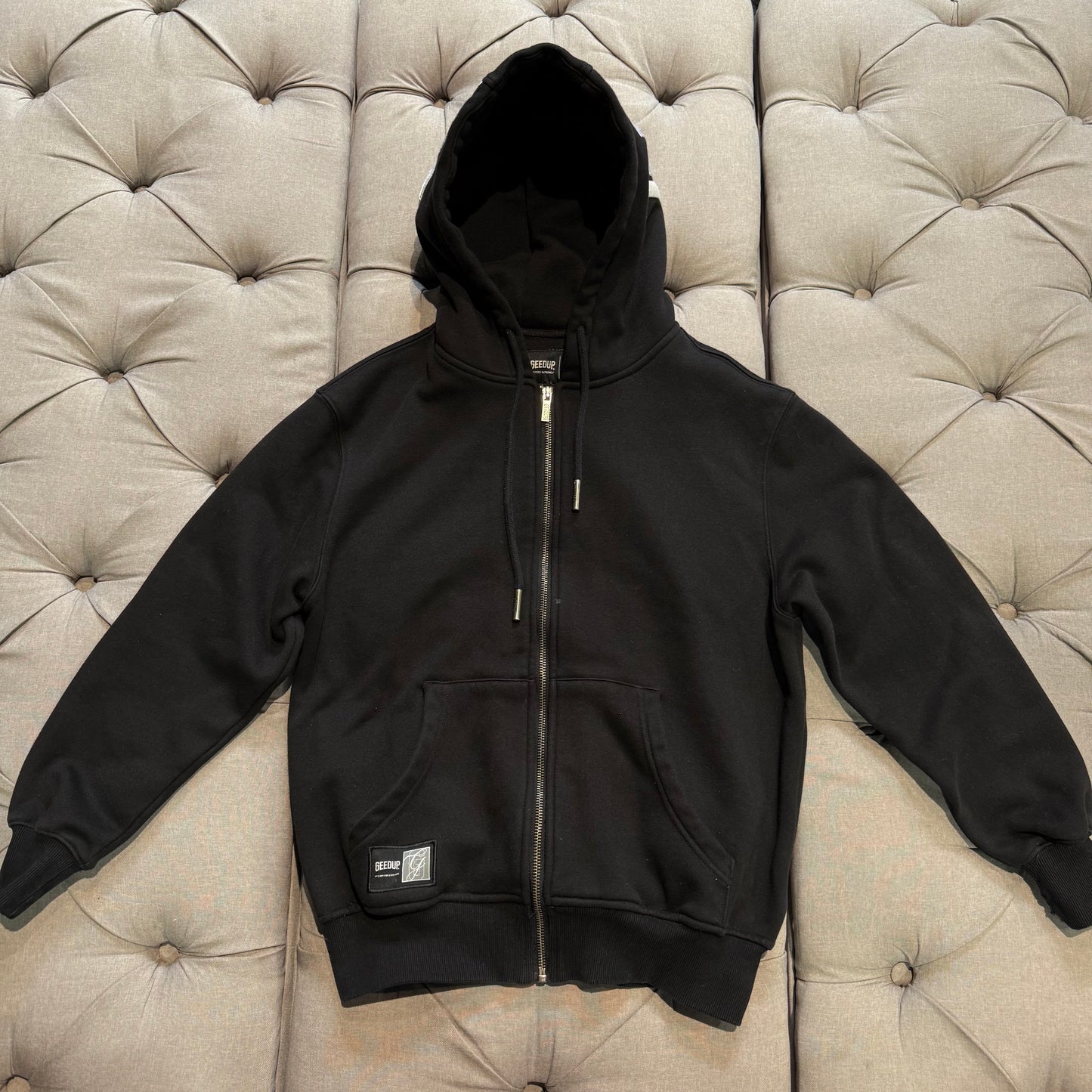 Geedup Hood Logo Zipup Hoodie 'Black White' (Second hand)
