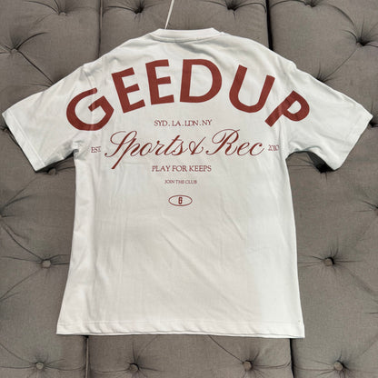 Geedup Sports Rec T-shirt 'White Maroon' (Brand New)