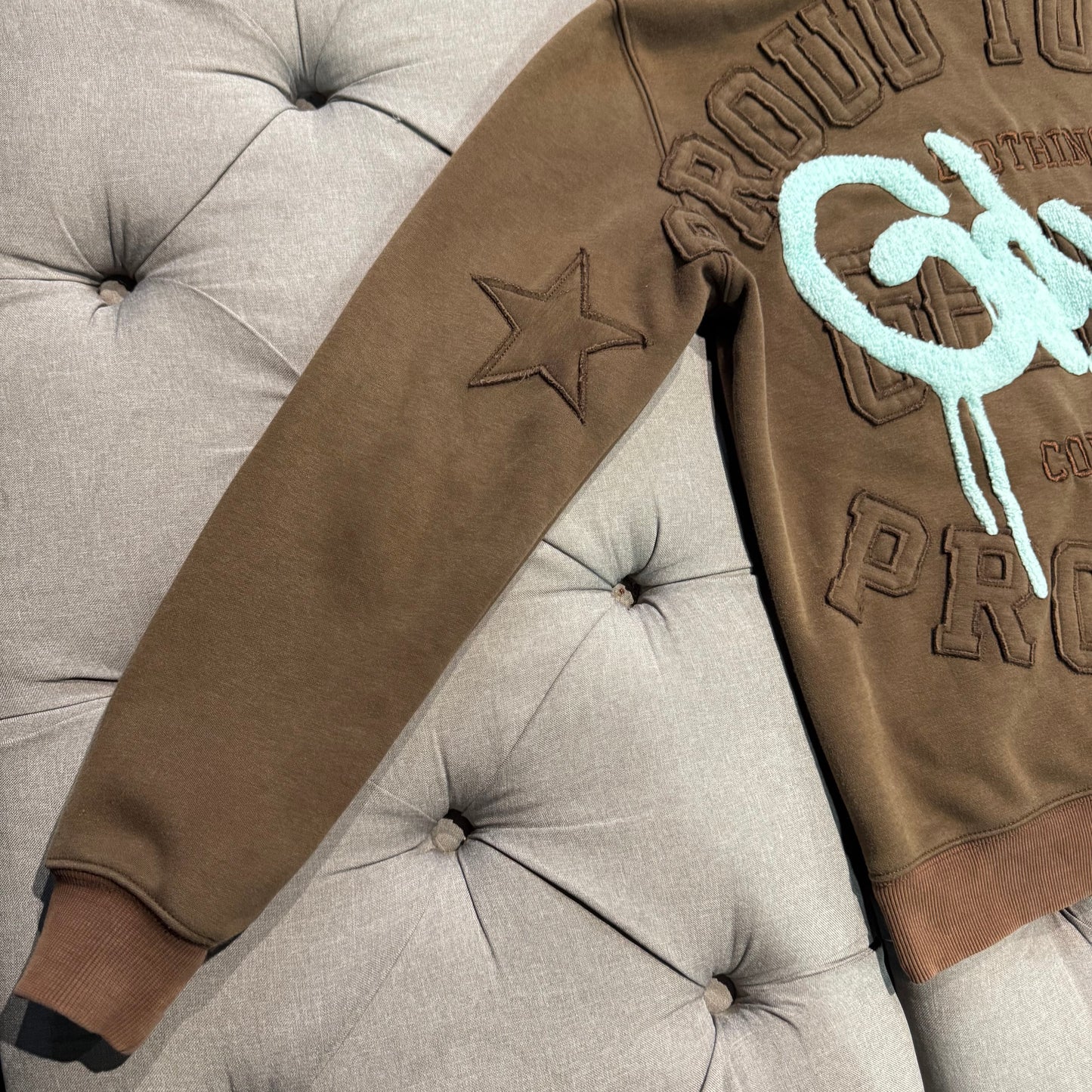Geedup Proud To Be A Problem Handstyle Hoodie 'Brown Baby Blue' (Second hand)