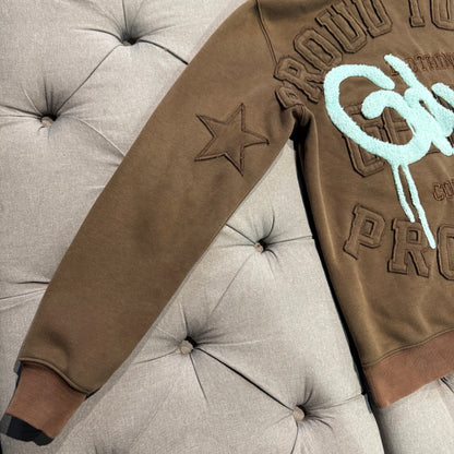 Geedup Proud To Be A Problem Handstyle Hoodie 'Brown Baby Blue' (Second hand)