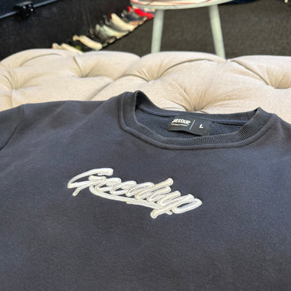 Geedup OS Script Crewneck 'Navy White' (Second hand)