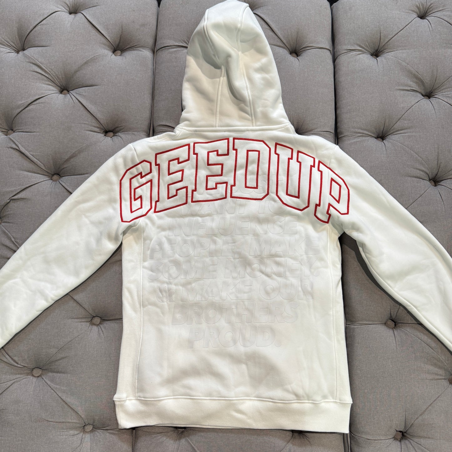 Geedup Team Logo Proud Hoodie 'White Red' (Second hand)