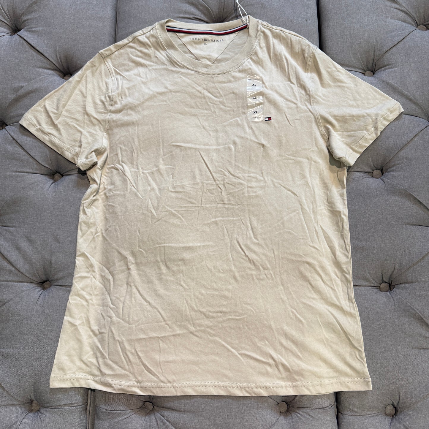 Tommy Hilfiger Flag Embroidery Tshirt 'Sand'