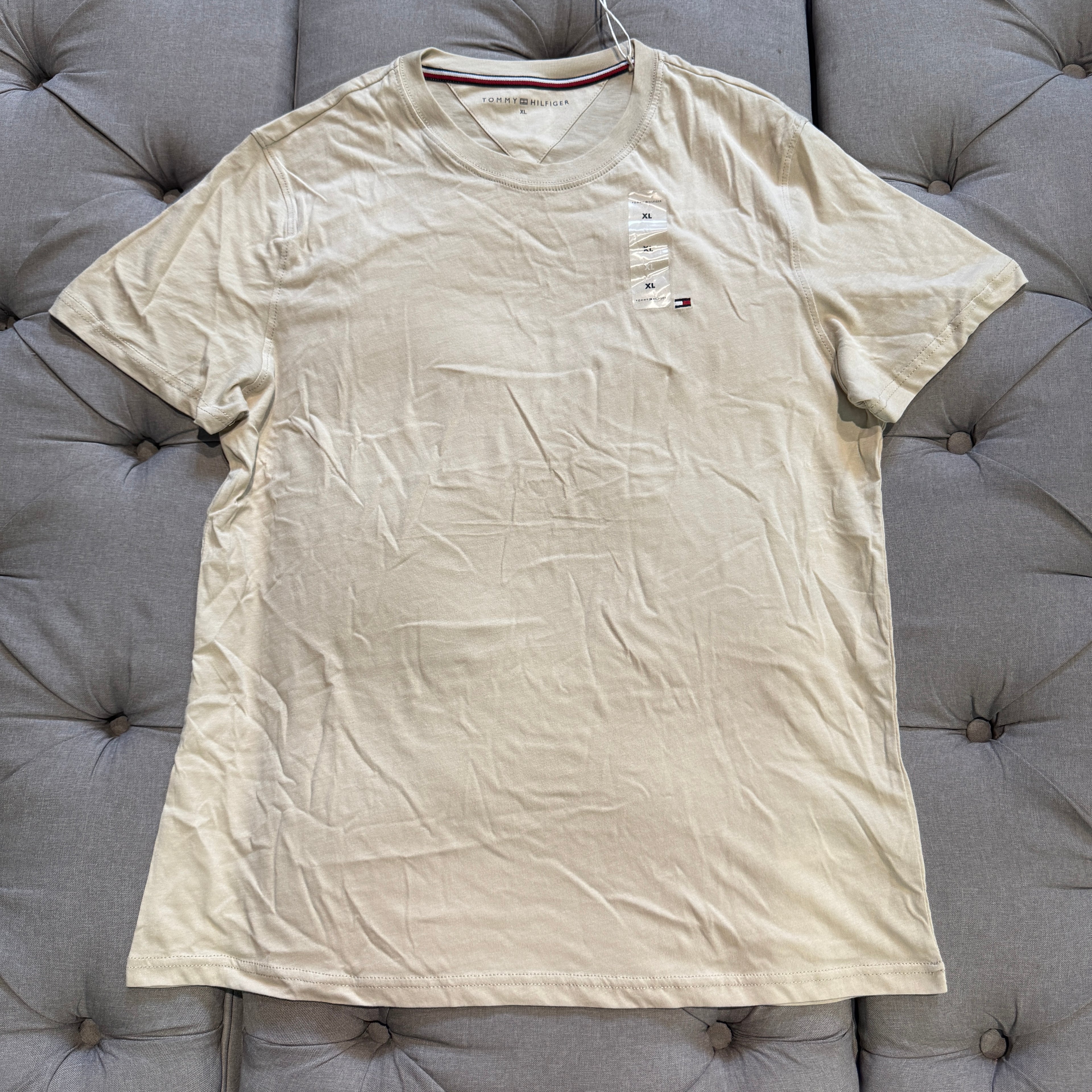 Tommy Hilfiger Flag Embroidery Tshirt 'Sand'