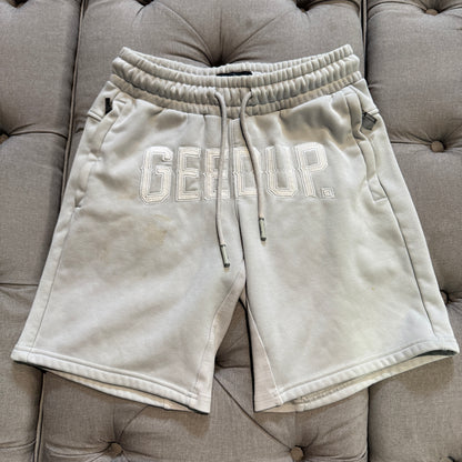 Geedup Stitched Team Logo Shorts 'Grey White' (Second hand)