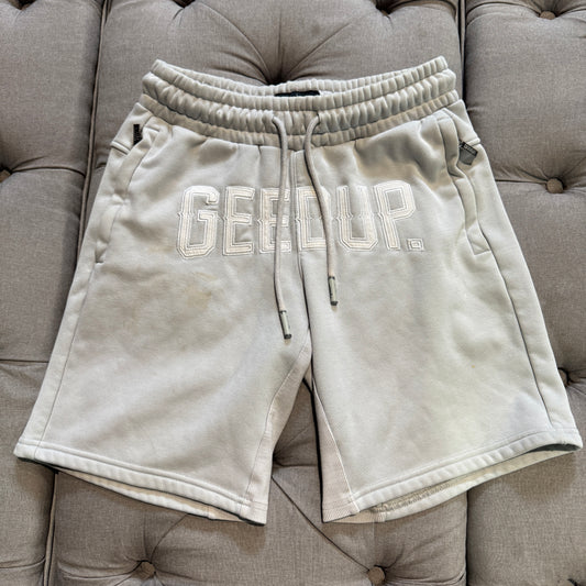 Geedup Stitched Team Logo Shorts 'Grey White' (Second hand)