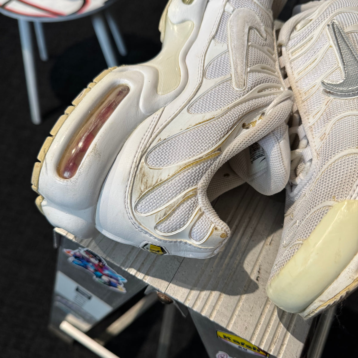 Nike Air Max Plus TN 'Triple White Casper White Removeable Swoosh' (Second hand)