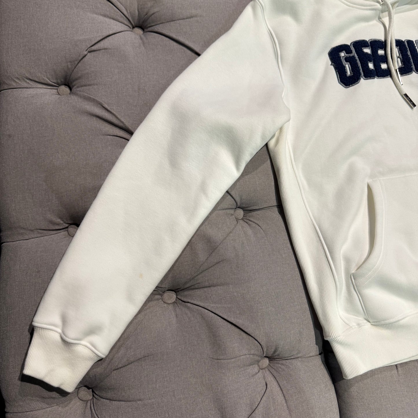 Geedup Play For Keeps Hoodie 'White Navy Blue' (Second hand)