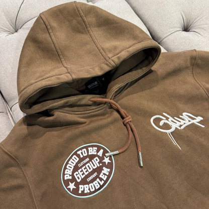 Geedup Proud To Be A Problem Handstyle Hoodie 'Brown Baby Blue' (Second hand)
