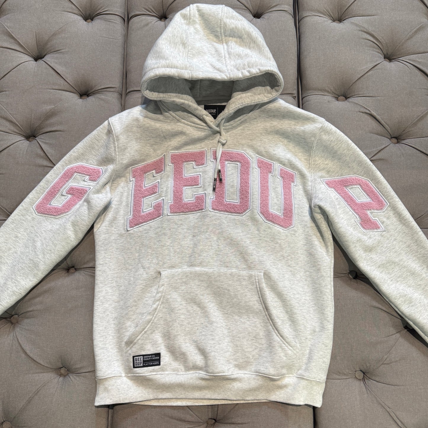 Geedup Team Logo Hoodie 'White Marle Pink' (Second hand)