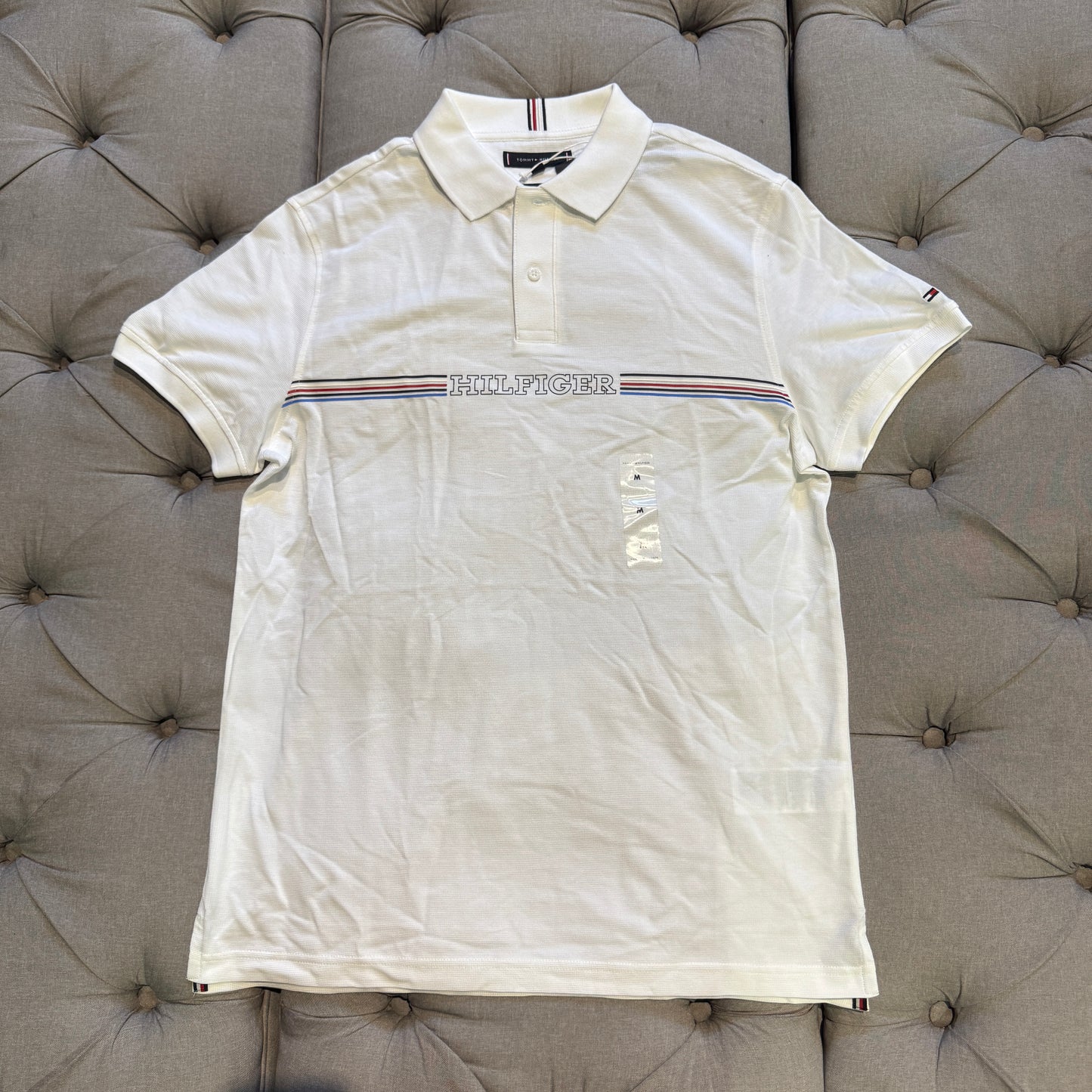 Tommy Hilfiger Waffle Knit Polo Shirt 'White Flag'