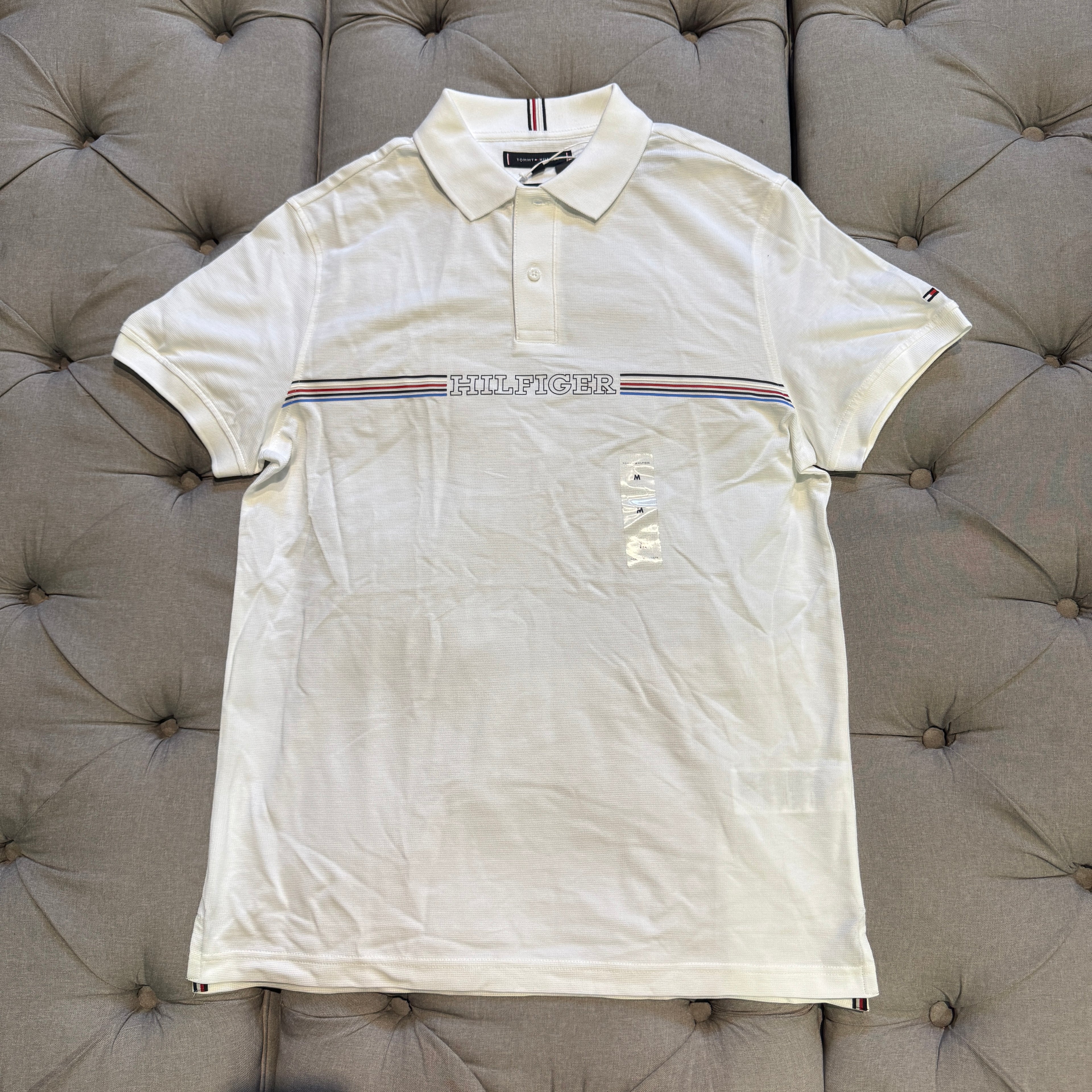 Tommy Hilfiger Waffle Knit Polo Shirt 'White Flag'