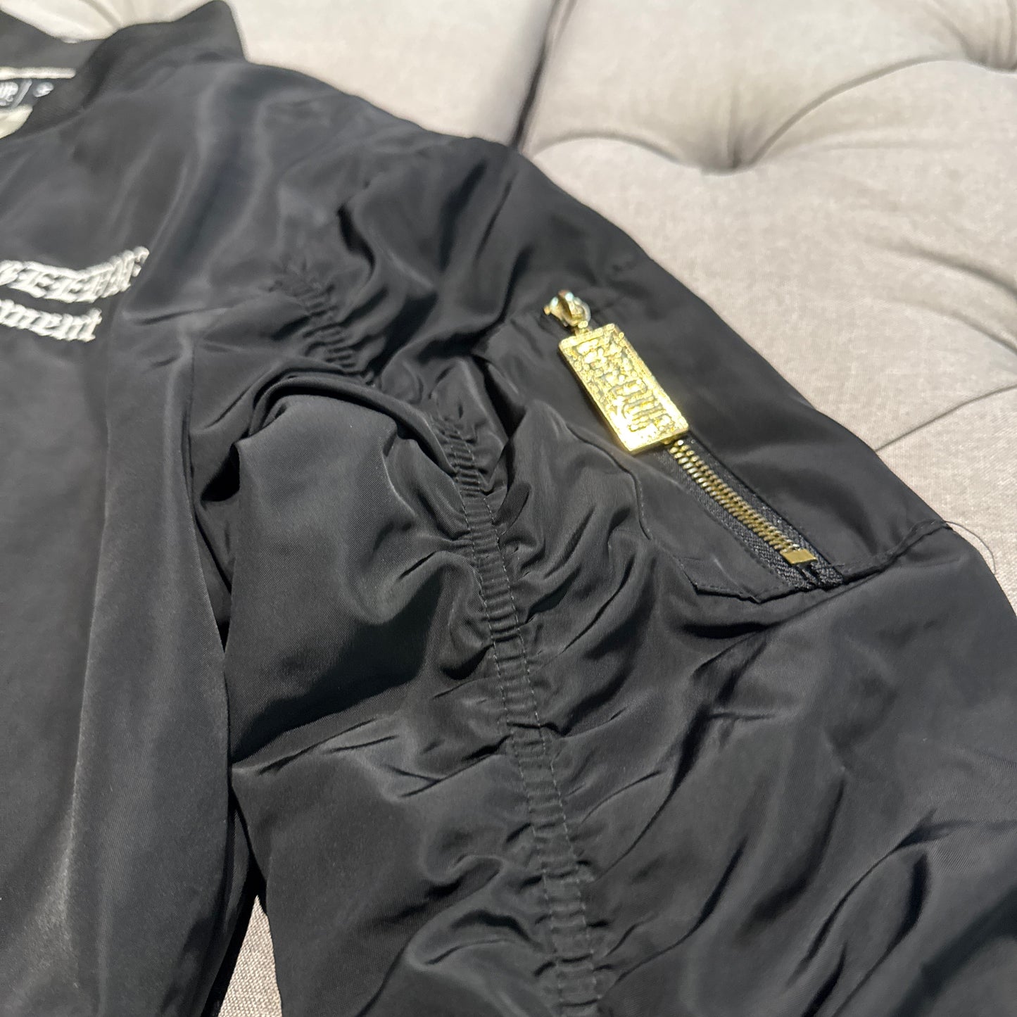 Geedup Garment Co Bomber Jacket Multi Logo 'Black White' (Second hand)