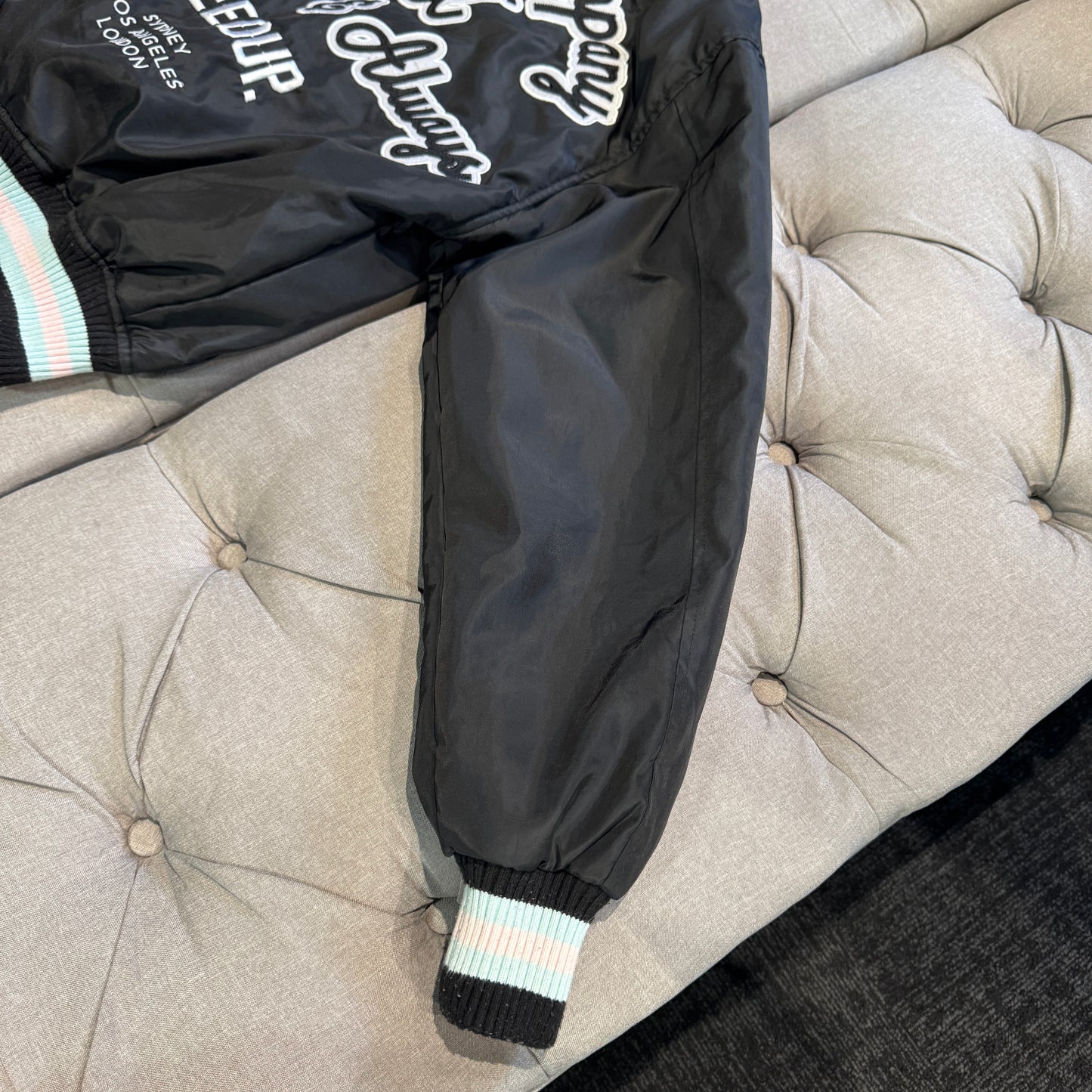 Geedup Company Varsity Jacket 'Black Baby Blue Pink' (Second hand)