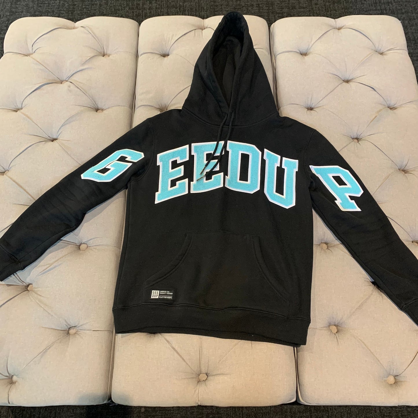 Geedup Team Logo Hoodie 'Black Baby Blue' (Second hand)