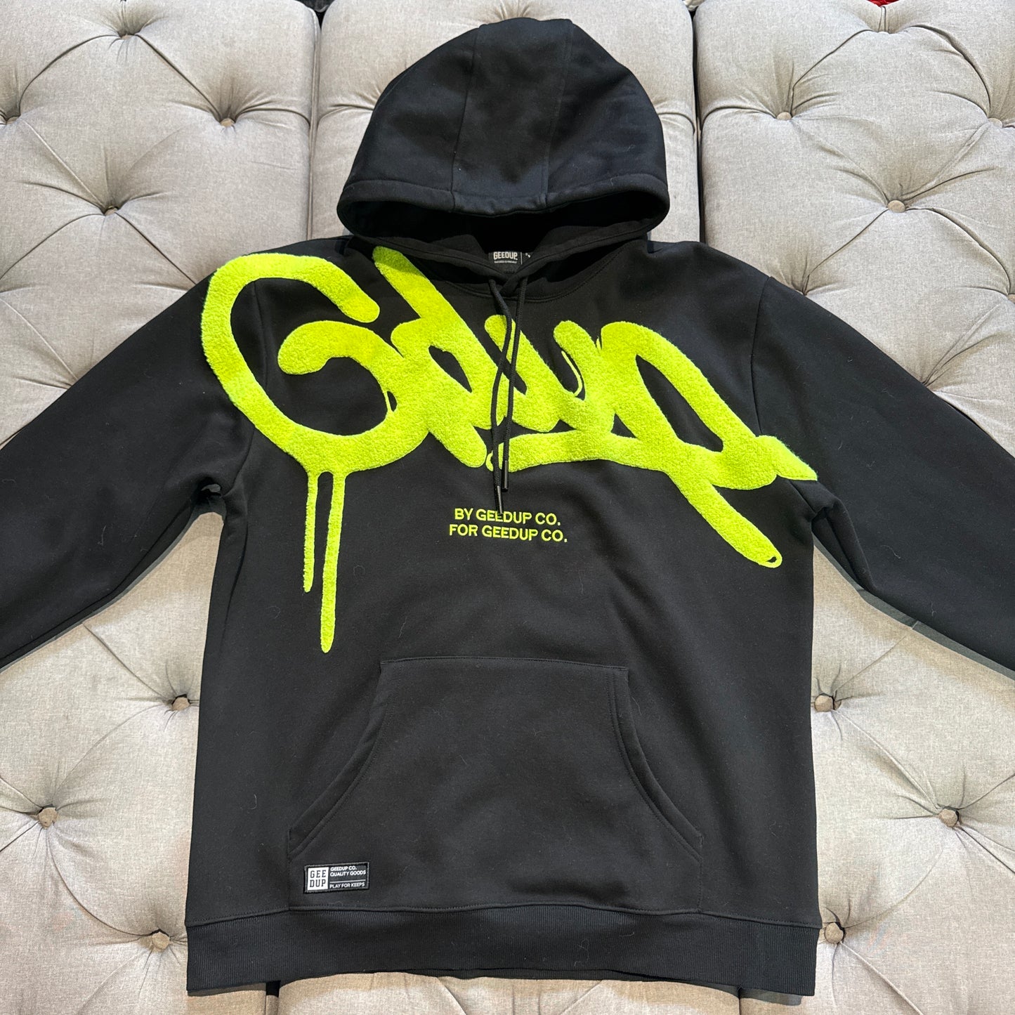 Geedup Handstyle Hoodie 'Black Neon Green' (Second hand)