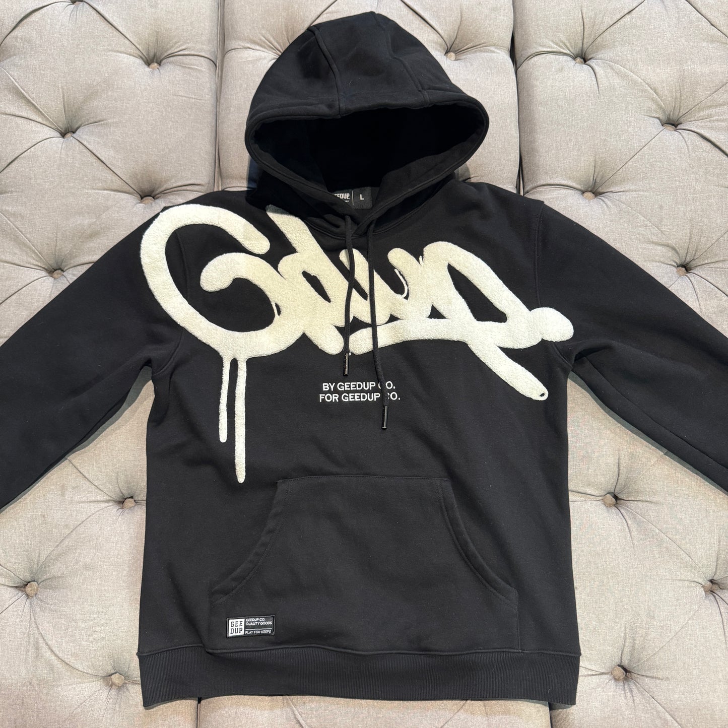 Geedup Handstyle Hoodie 'Black White' (Second hand)