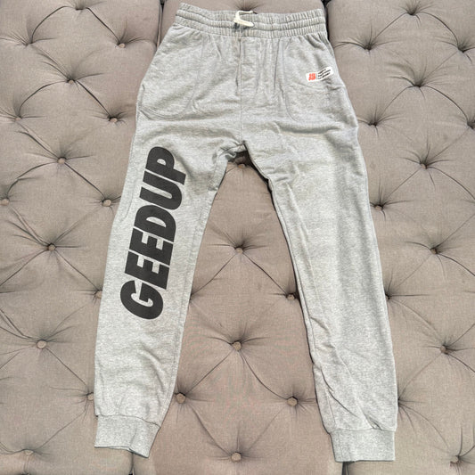 Geedup Sports Leg Logo Track Pants 'Grey Black' (10+ YEAR OLD RELEASE) (Second hand)