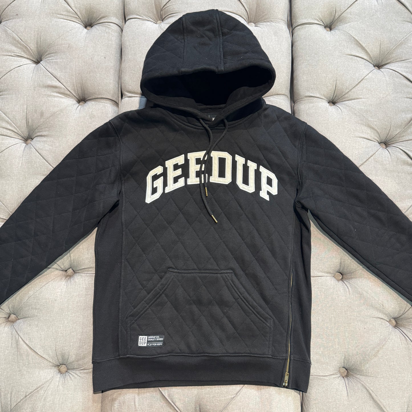 Geedup Stitched Quilt Hoodie 'Black' (Second hand)