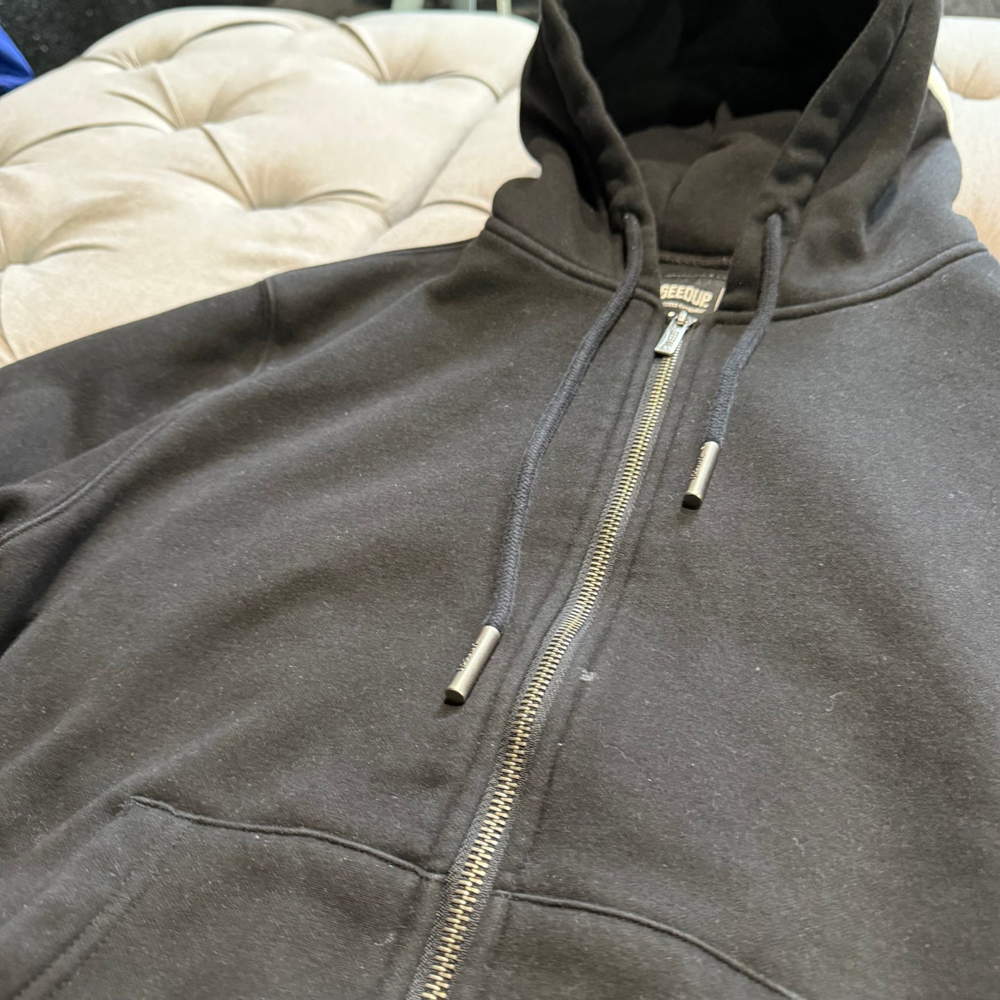 Geedup Hood Logo Zipup Hoodie 'Black White' (Second hand)