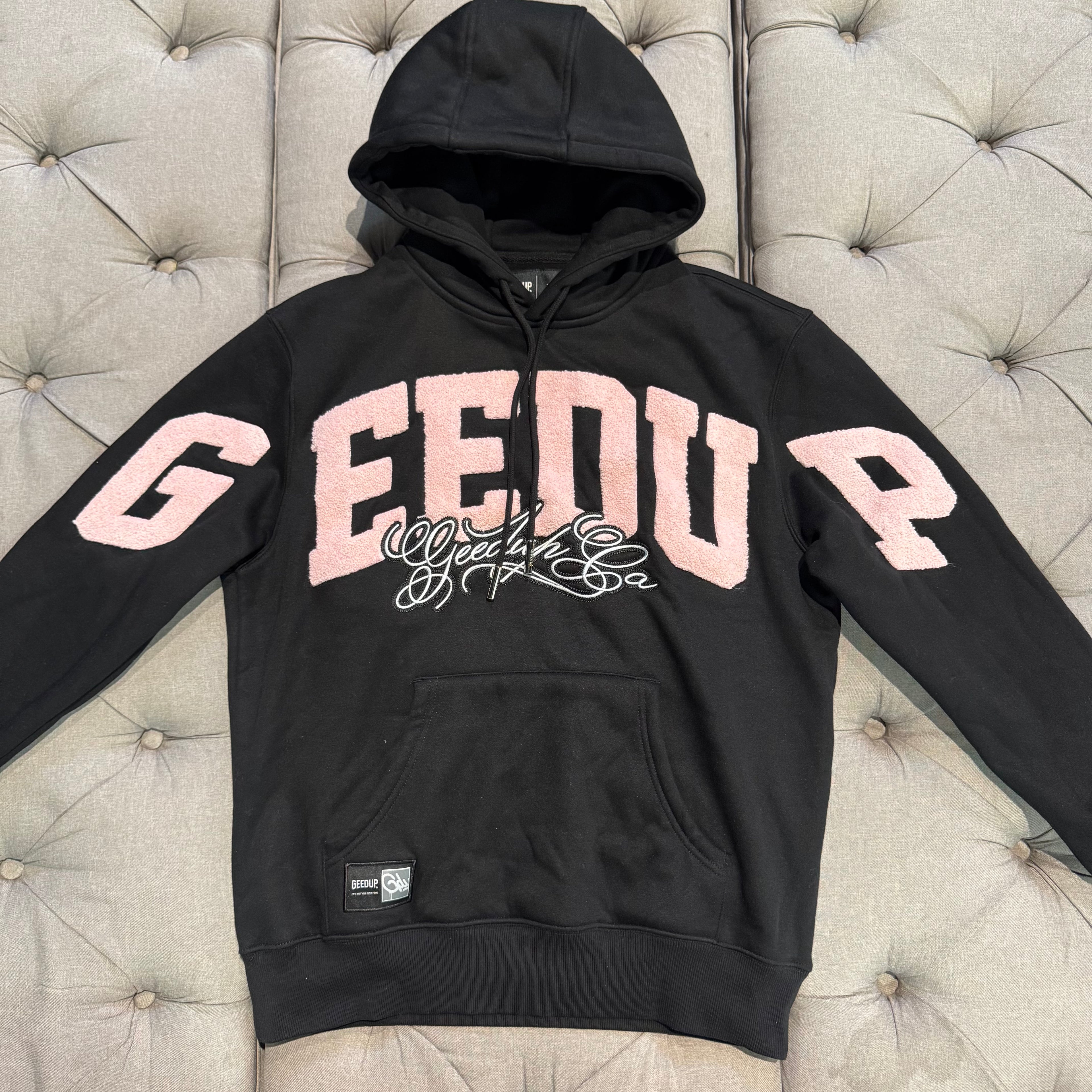 Geedup Team Logo Script Hoodie 'Black Dusty Pink' (Second hand)