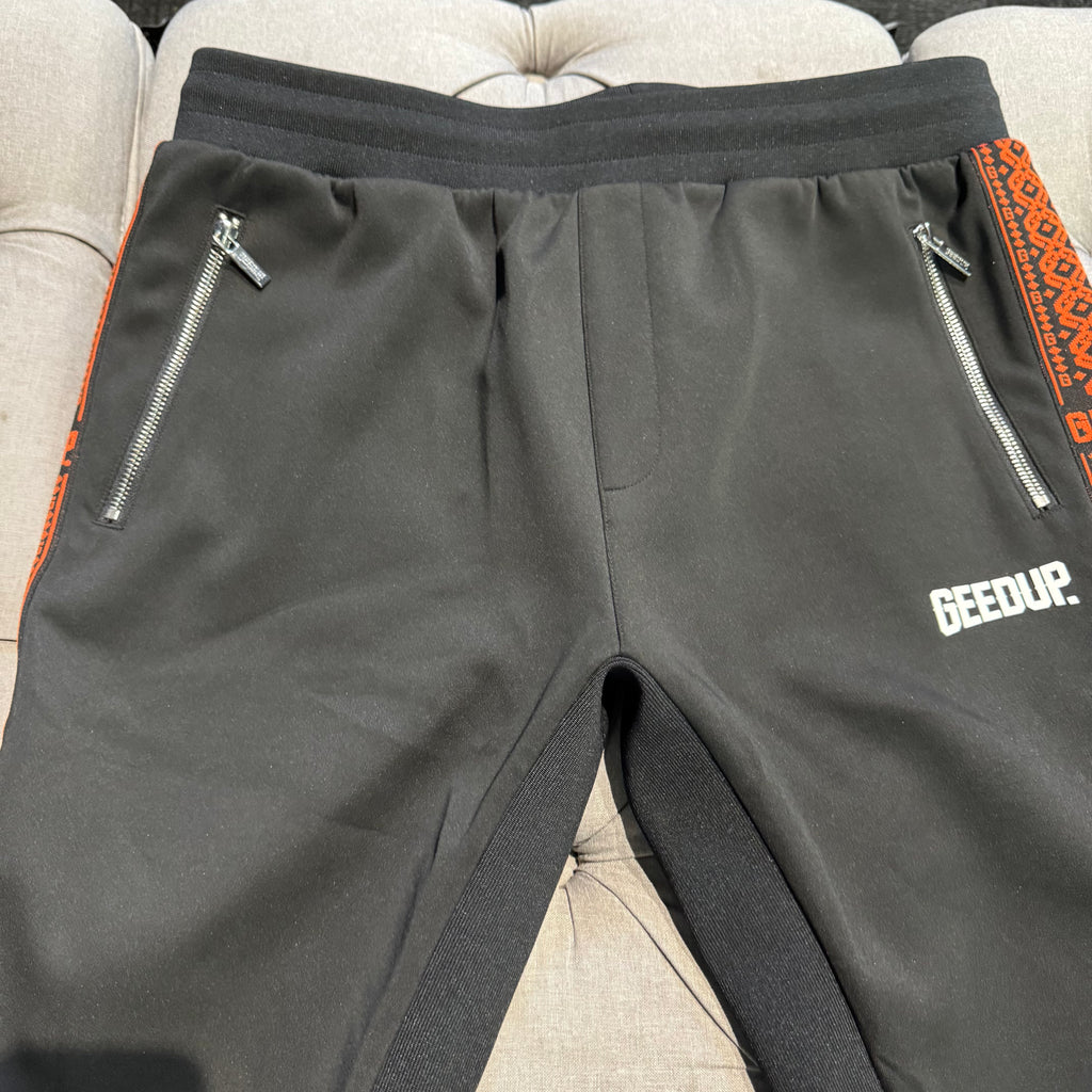 Geedup Core Logo G-Tape Track Pants 'Black Burnt Orange' (Second hand)