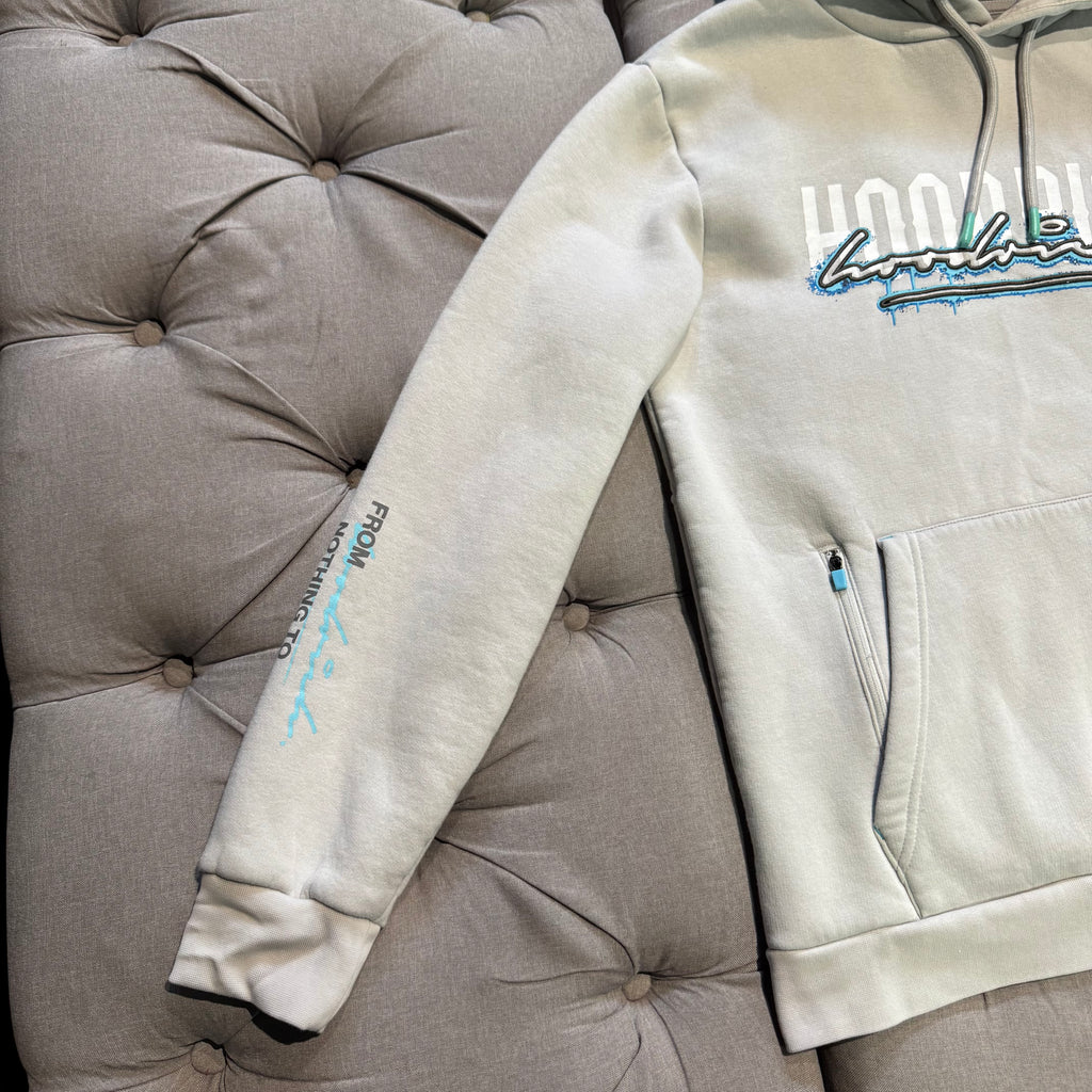 Hoodrich Script Logo Hoodie 'Grey Blue' (Second hand)