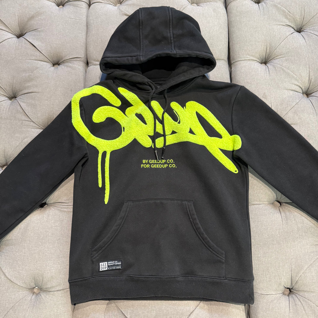 Geedup Handstyle Hoodie 'Black Neon Yellow' (Second hand)
