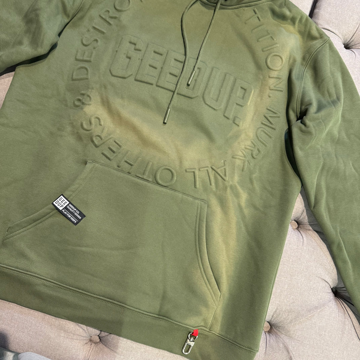 Geedup O/S Emblem Emboss Hoodie 'Military Green' (Second hand)