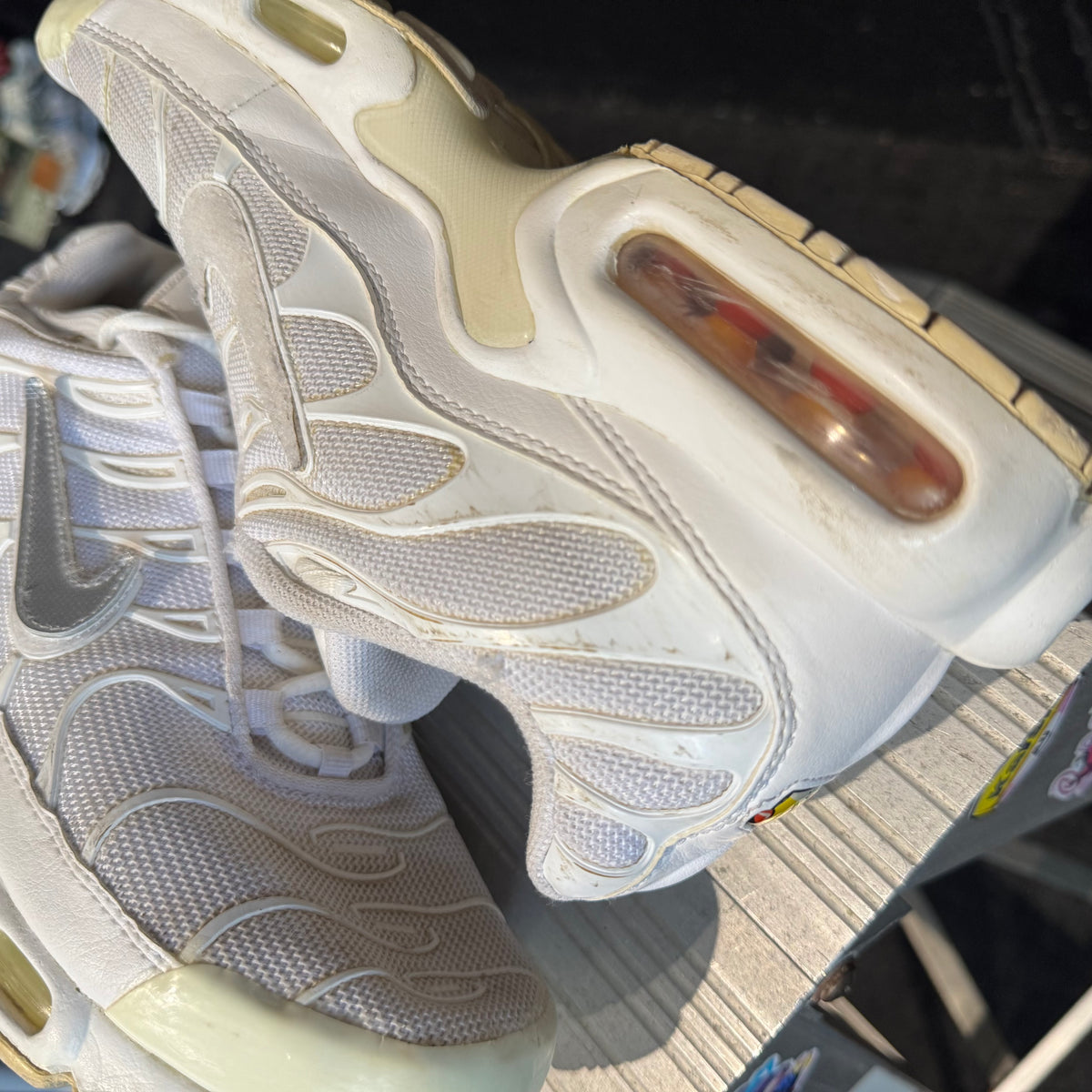 Nike Air Max Plus TN 'Triple White Casper White Removeable Swoosh' (Second hand)