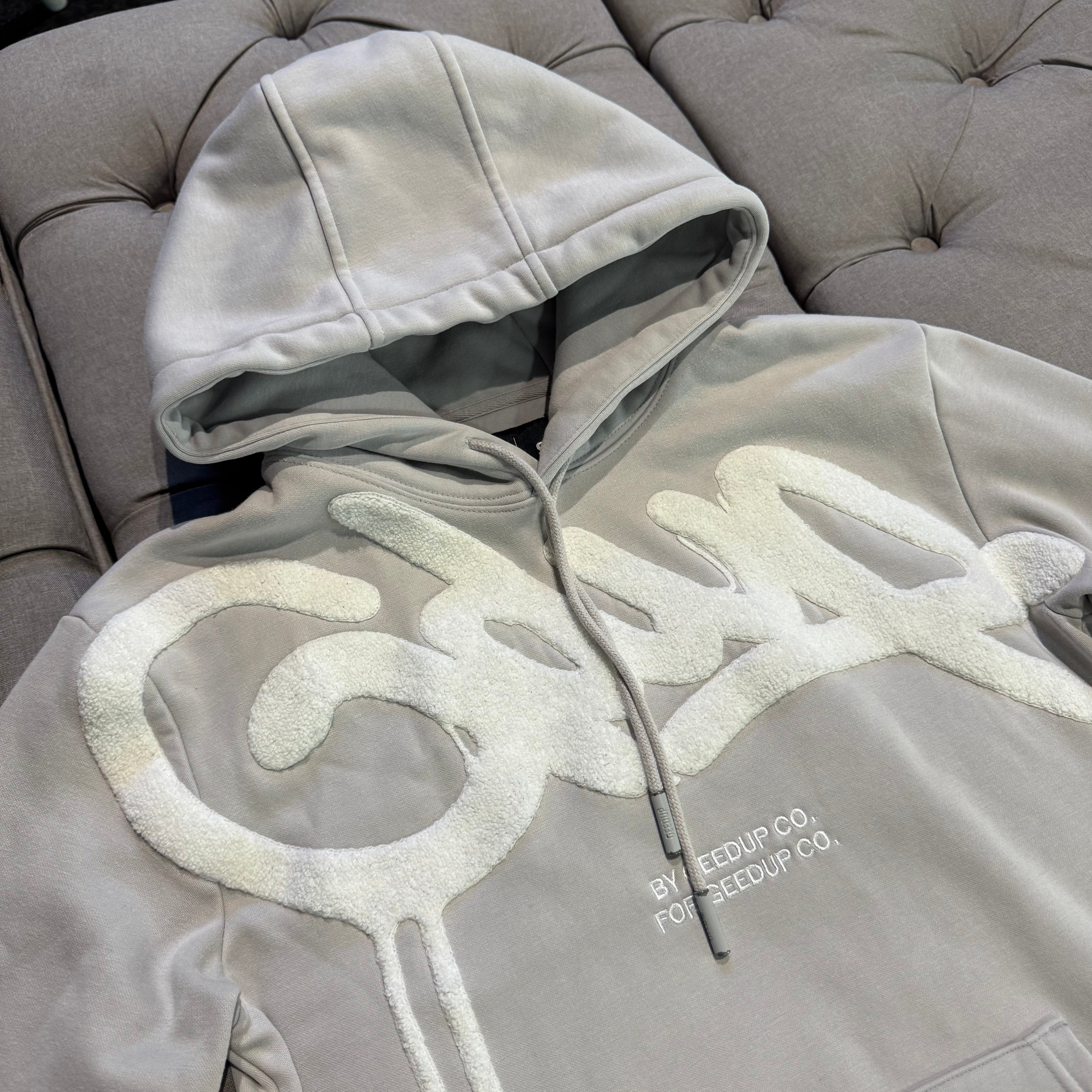 Geedup Handstyle Hoodie 'Grey White' (Second hand)