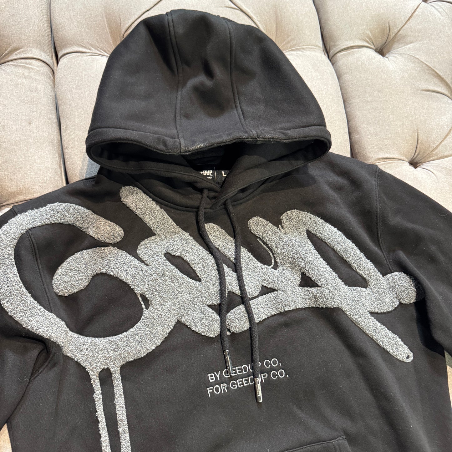 Geedup Handstyle Hoodie 'Black Grey' (Second hand)