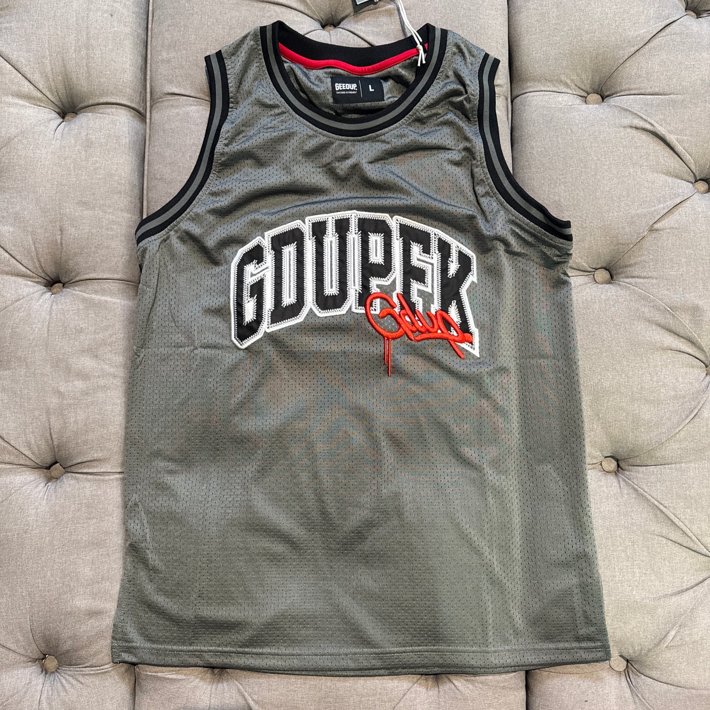 Geedup Embroidered Handstyle Jersey 'Grey Red' (Brand New)