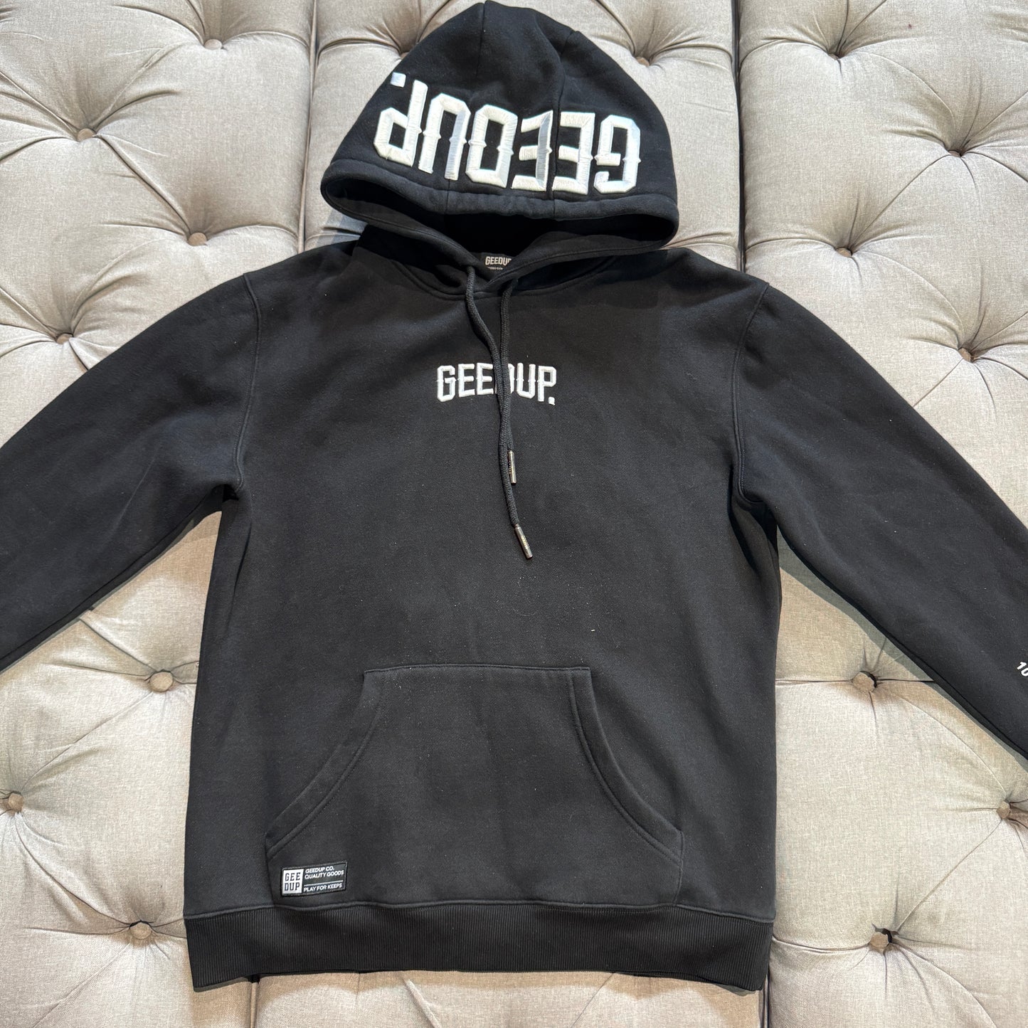 Geedup Hood Logo Hoodie 'Black White' (Second hand)