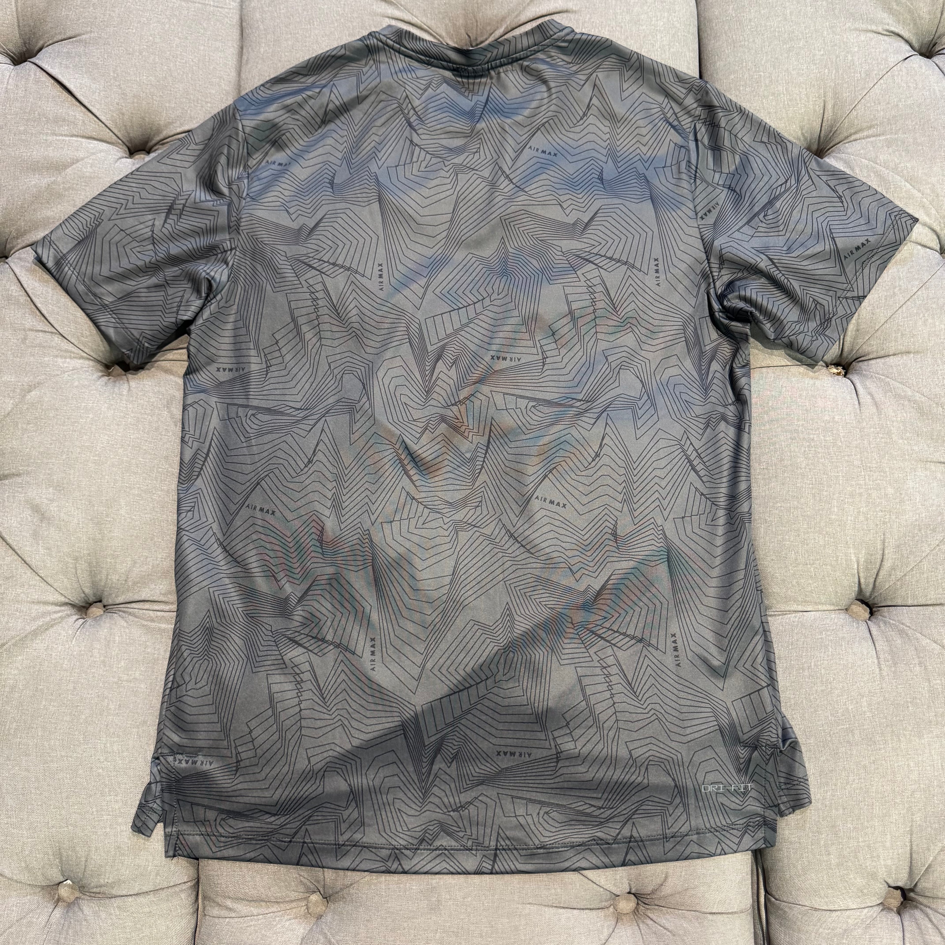 Nike Sportswear Air Max Dri-Fit All Print Over T-Shirt 'Iron Grey / Opti Yellow' (Second hand)