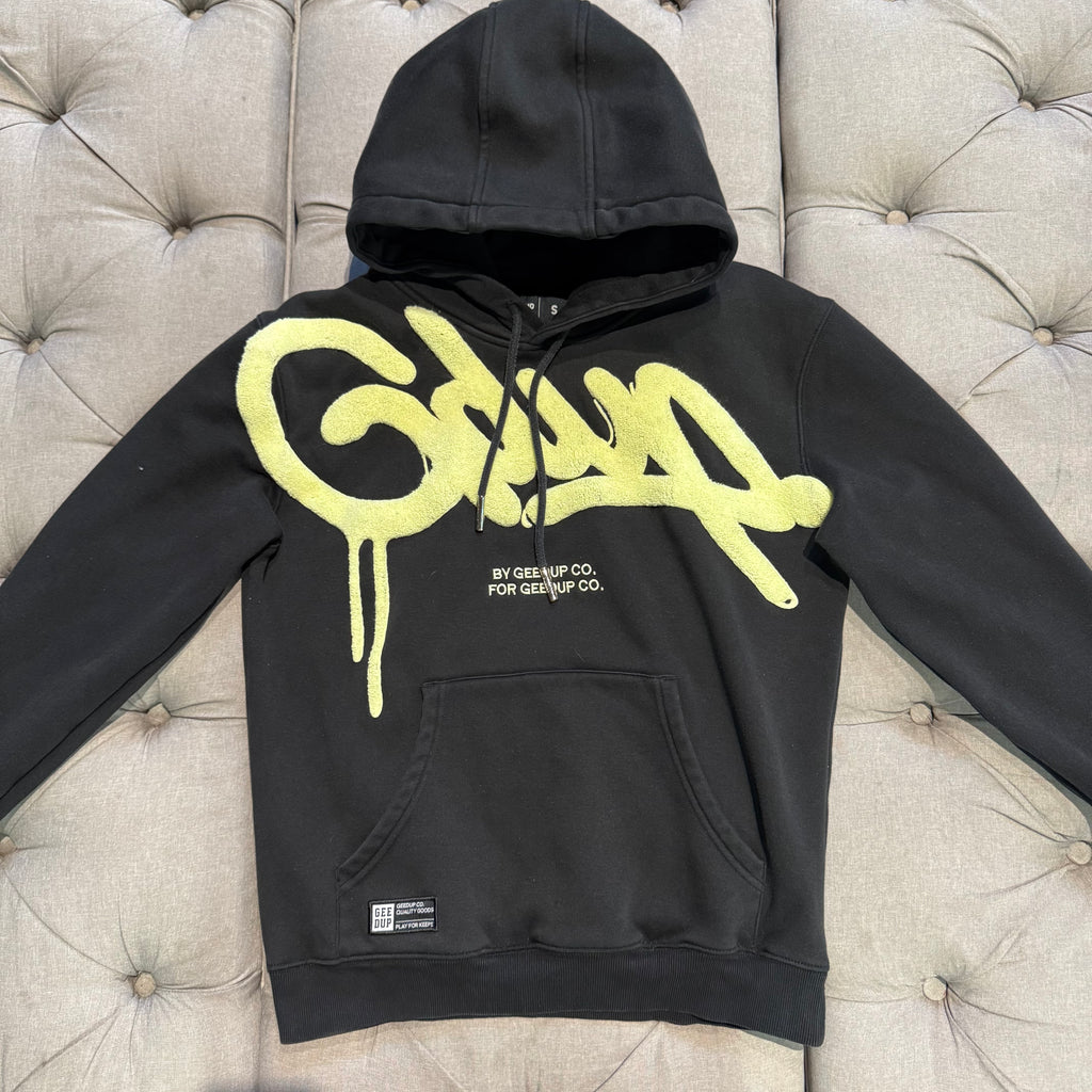 Geedup Handstyle Hoodie 'Black Hyper Yellow' (Second hand)