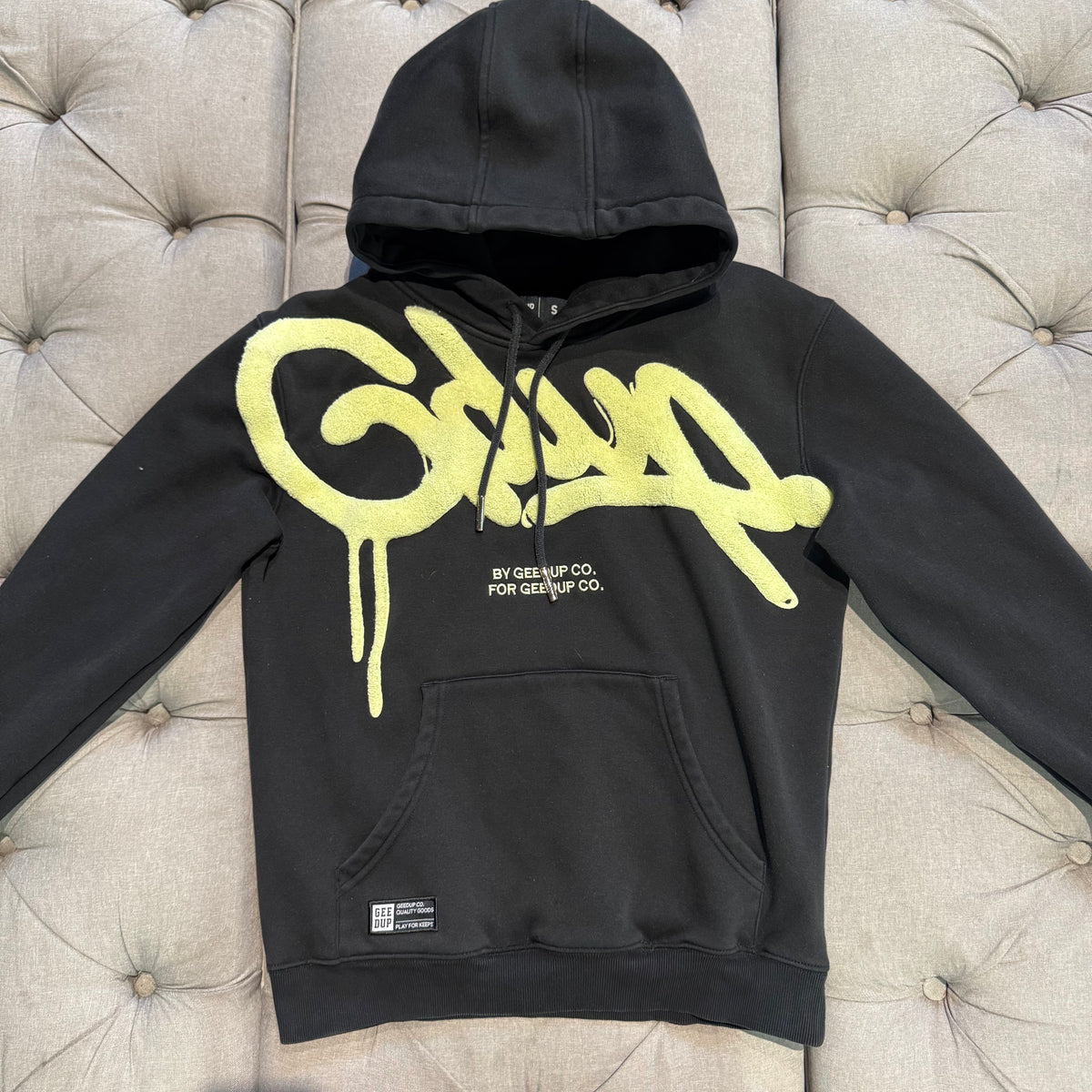 Geedup Handstyle Hoodie 'Black Hyper Yellow' (Second hand)