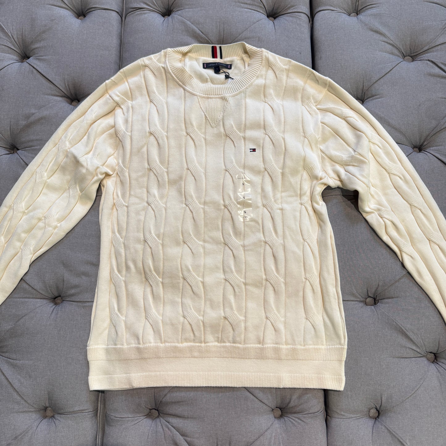 Tommy Hilfiger Pure Wool Cable Knit Jumper 'Cream'
