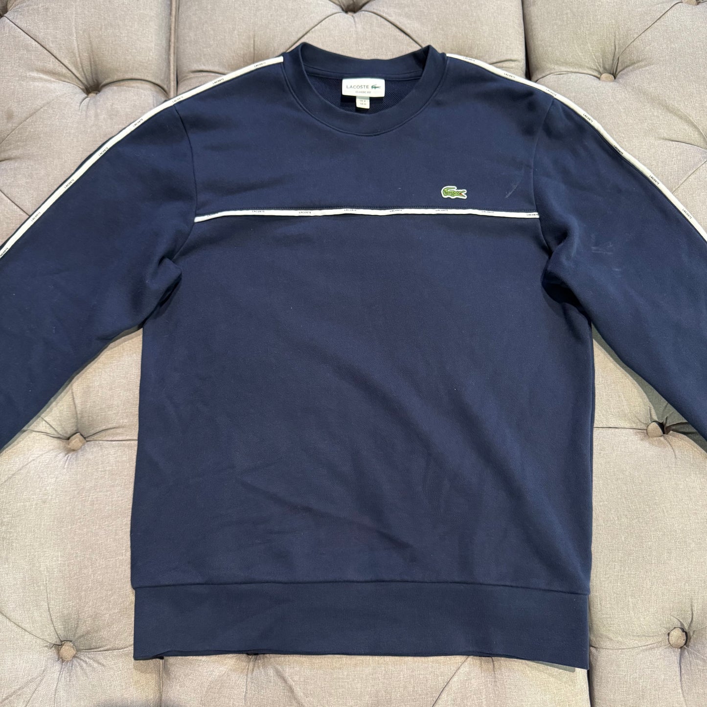 Lacoste Tape Crewneck Sweatshirt 'Navy Blue' (Second hand)