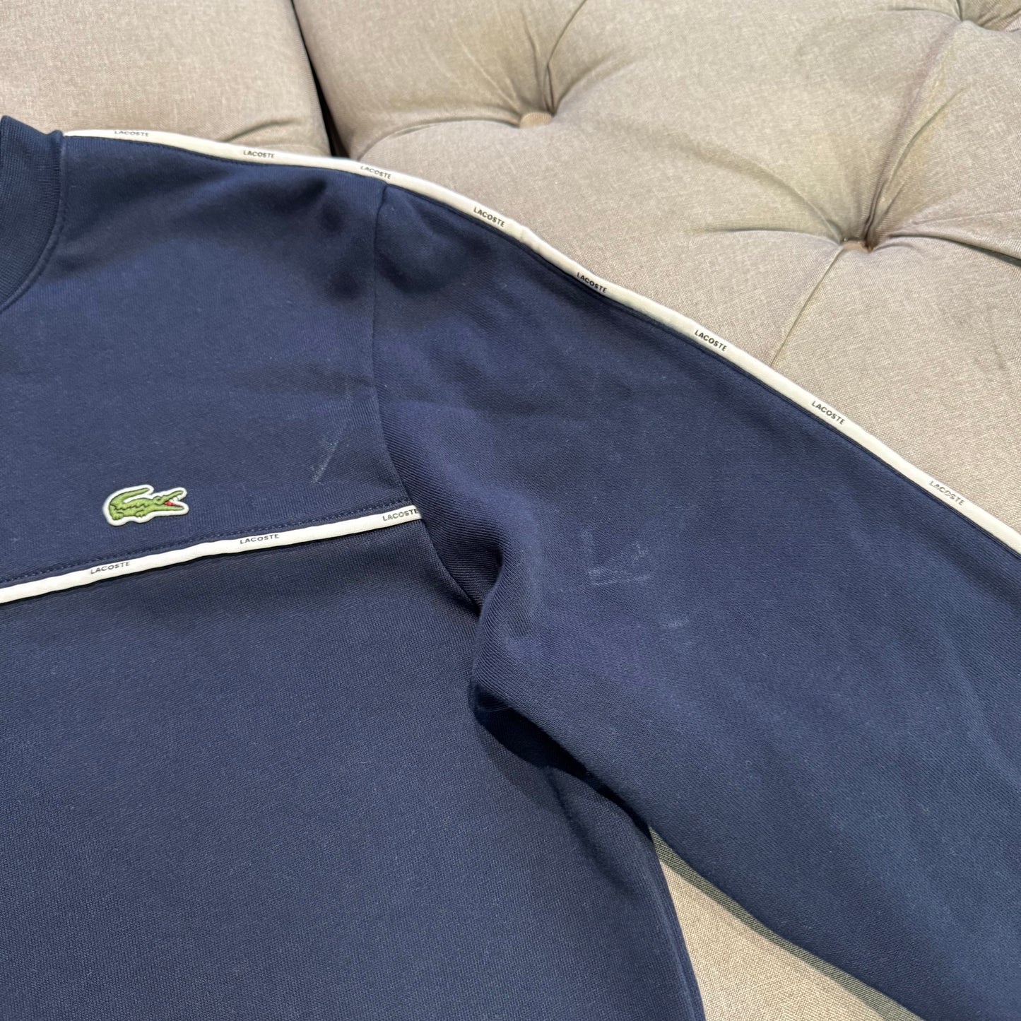 Lacoste Tape Crewneck Sweatshirt 'Navy Blue' (Second hand)