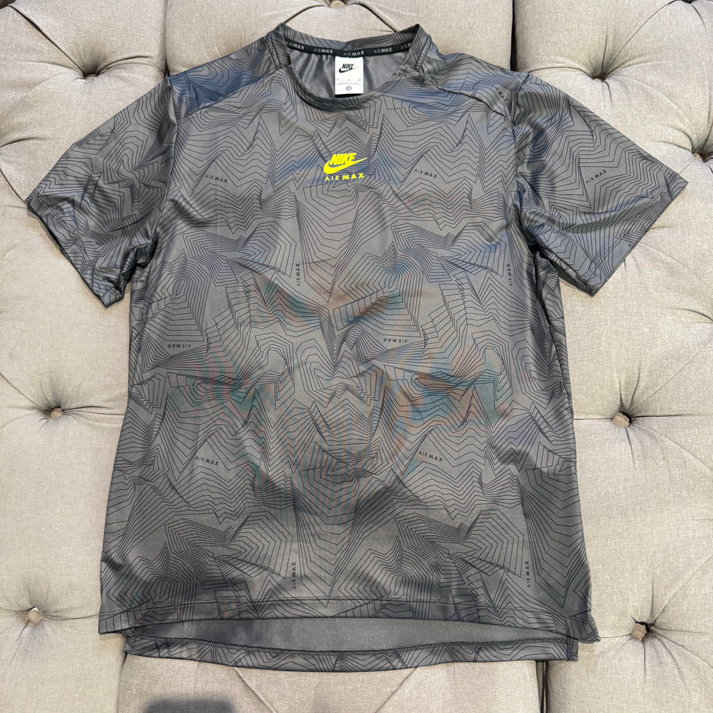Nike Sportswear Air Max Dri-Fit All Print Over T-Shirt 'Iron Grey / Opti Yellow' (Second hand)