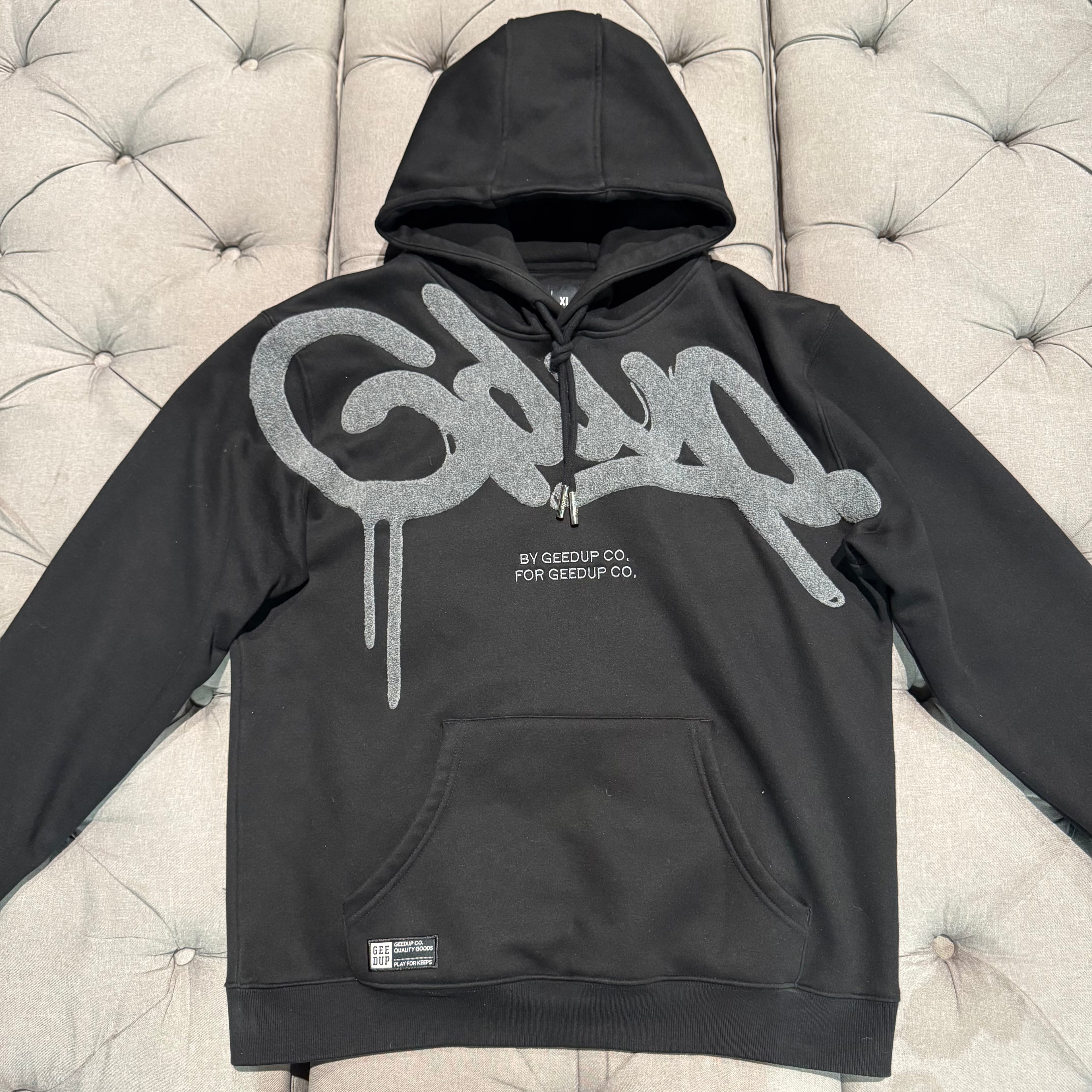 Geedup Handstyle Hoodie 'Black Grey' (Second hand)