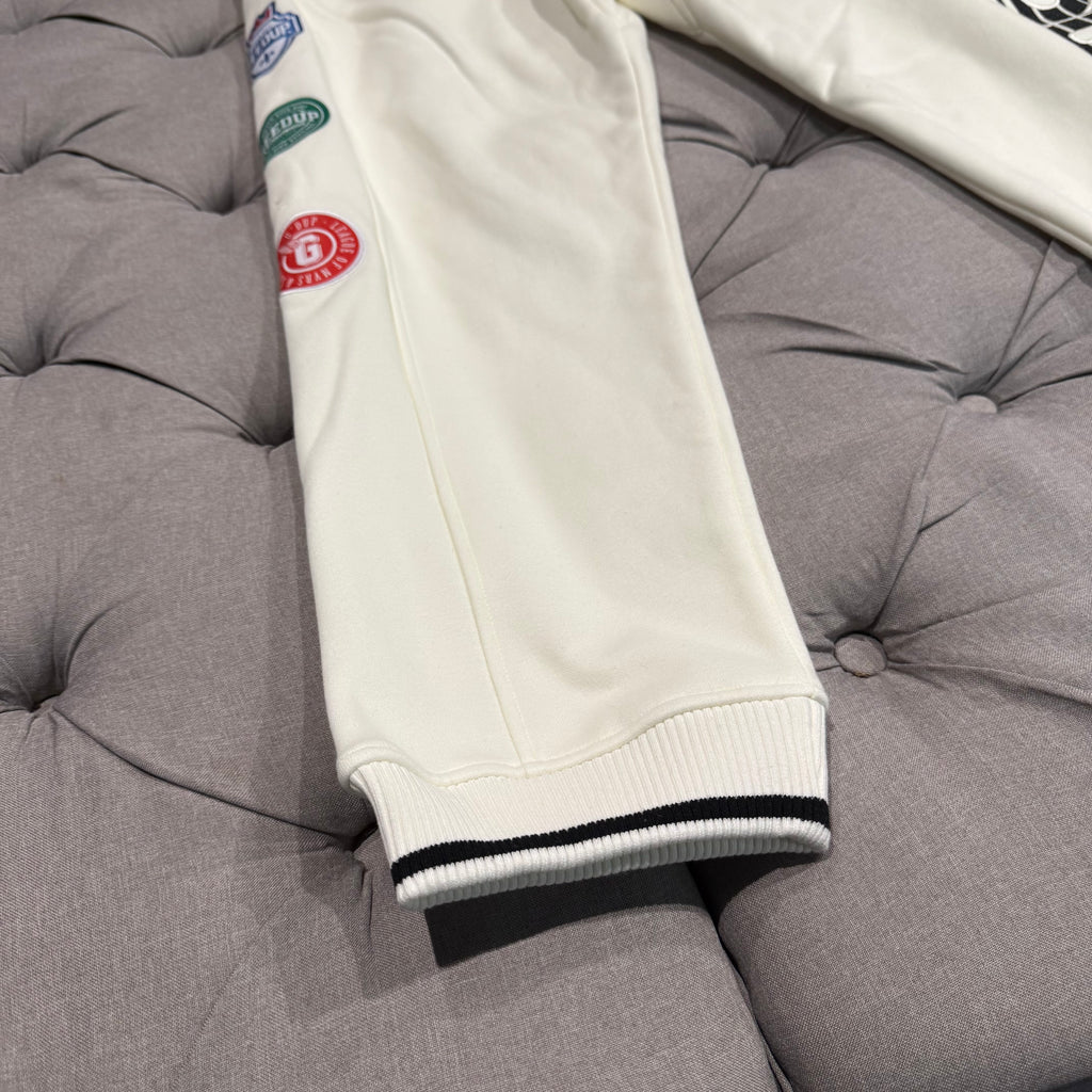 Geedup Sportsman Badges Track Pants 'Light Cream' (Second hand)