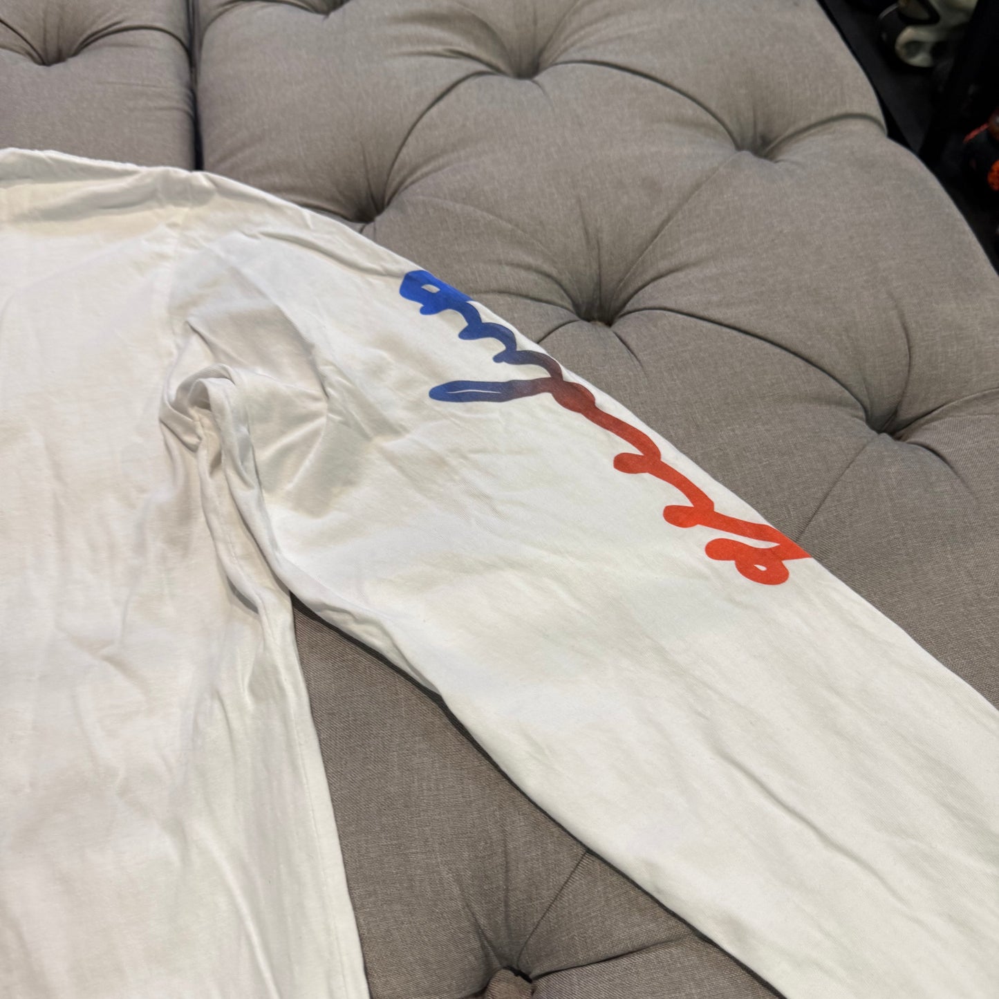 Geedup OG Script Long Sleeve T-Shirt 'White Red/Blue' (10+ YEAR OLD RELEASE) (Second hand)