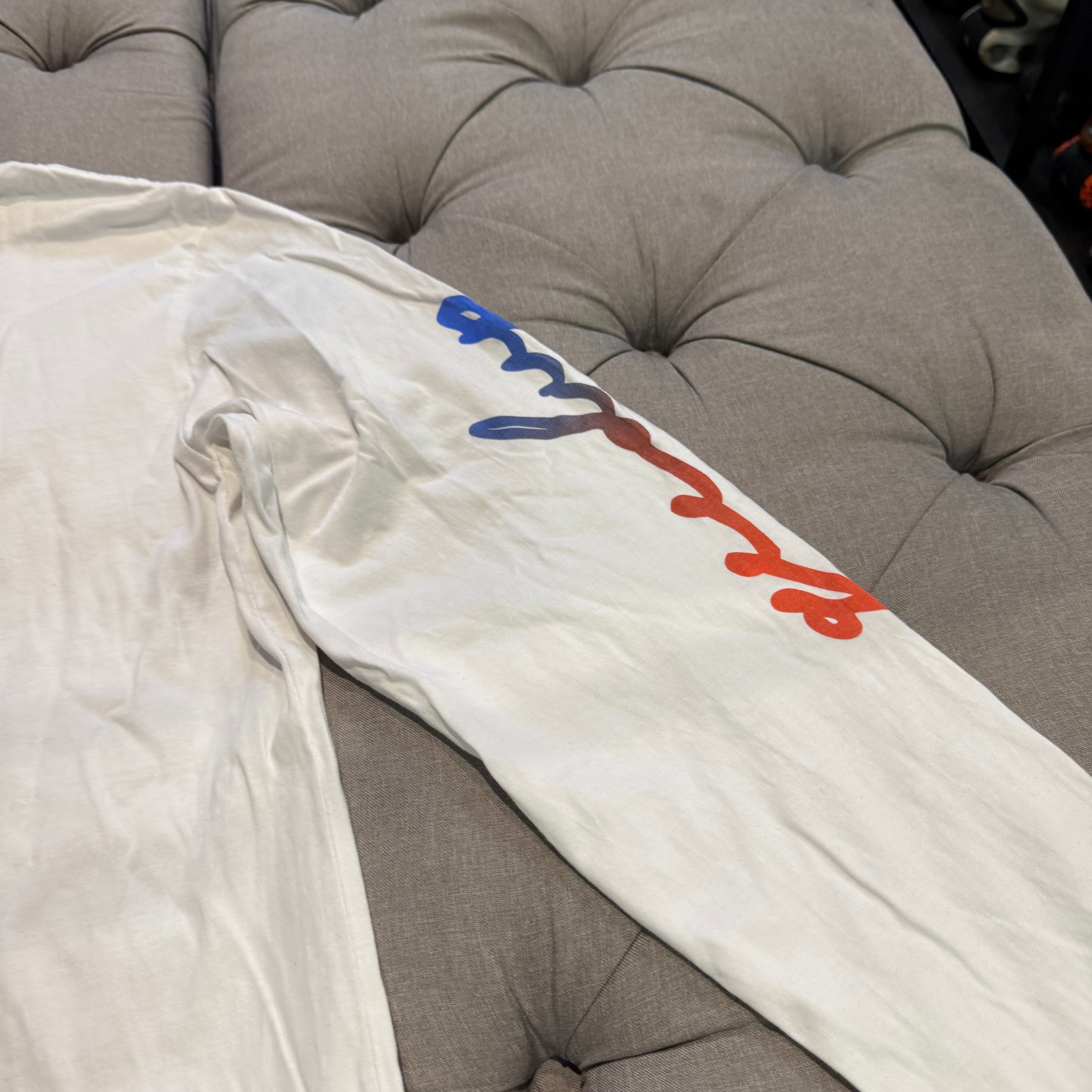 Geedup OG Script Long Sleeve T-Shirt 'White Red/Blue' (10+ YEAR OLD RELEASE) (Second hand)