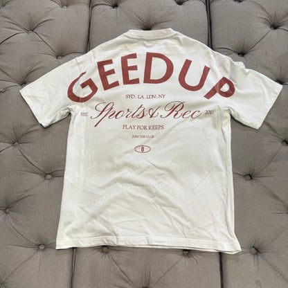 Geedup Sports Rec T-shirt 'White Maroon' (Second hand)