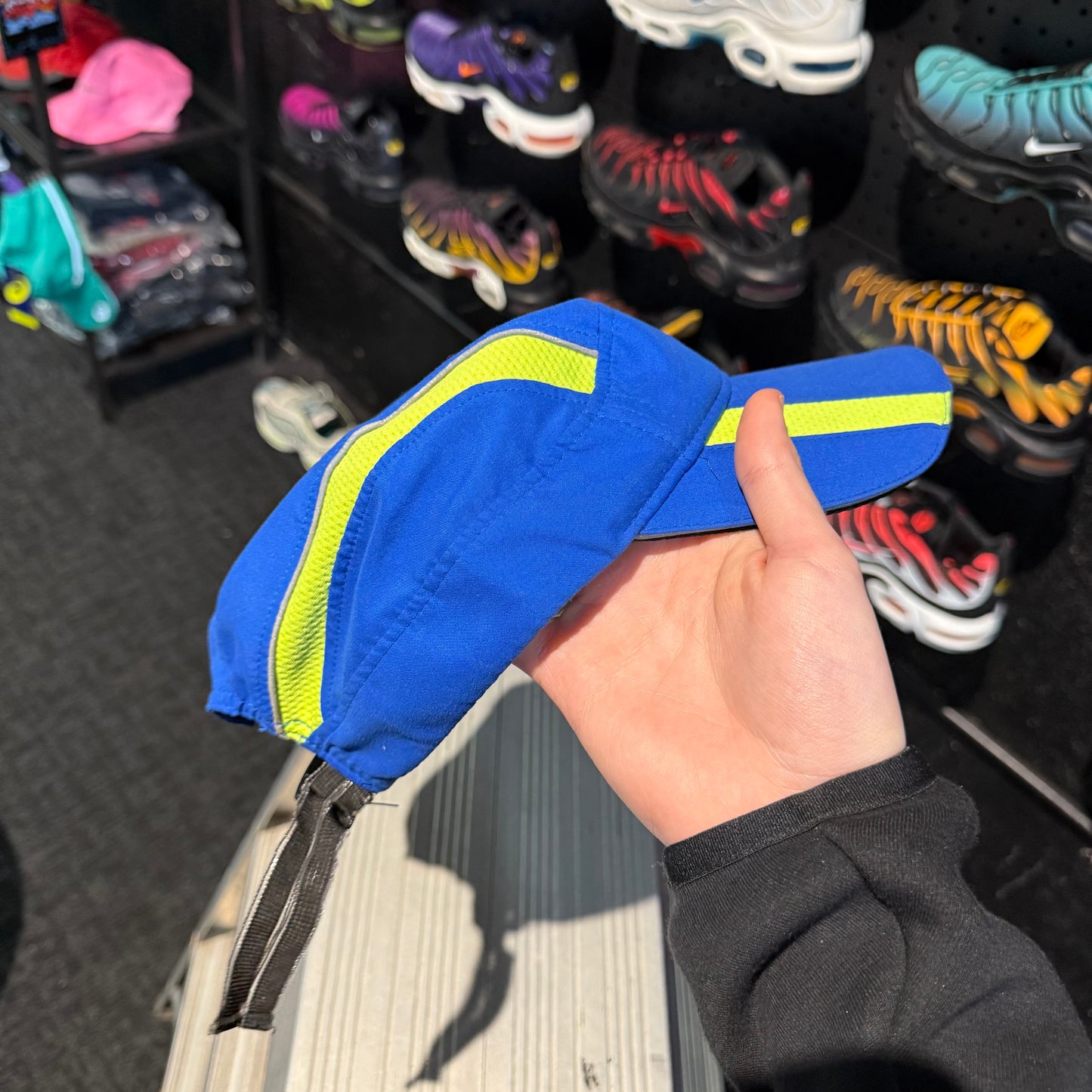Asics Running Cap 'Blue Neon Green' (Second hand)