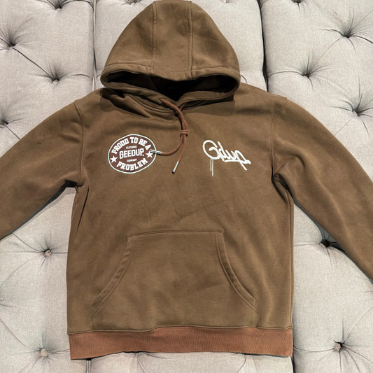 Geedup Proud To Be A Problem Handstyle Hoodie 'Brown Baby Blue' (Second hand)