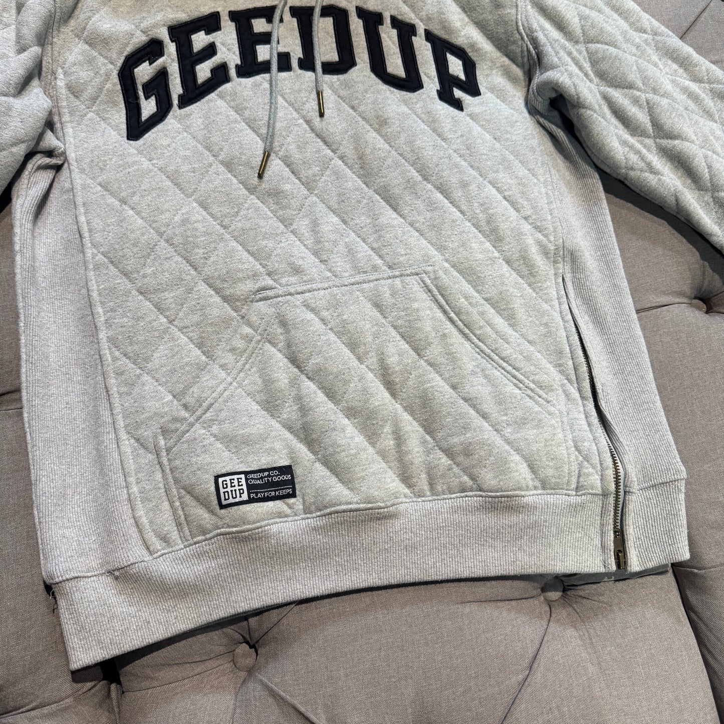 Geedup Stitched Quilt Hoodie 'Grey' (Second hand)